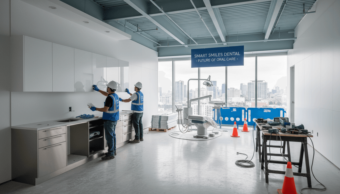 Kaiser Construction team building modern dental office with precision and professionalism